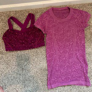 LuluLemon Swiftly short sleeve top & sports brea